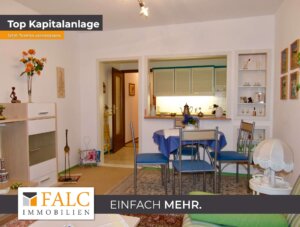 Einfach Mehr: Gepflegte Nichtraucher-2-Zimmer-Wohnung, möbiliert, TG, Aufzug, Süd-Loggia-Balkon.